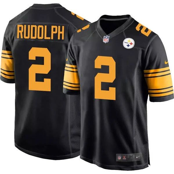 Men Pittsburgh Steelers #2 Mason Rudolph Nike Black Game Rush NFL Jersey